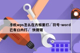 手机wps怎么在方框里打√符号-word已有口内打√ 快捷键