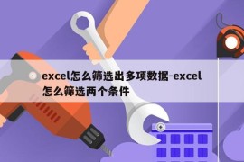 excel怎么筛选出多项数据-excel怎么筛选两个条件