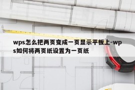 wps怎么把两页变成一页显示平板上-wps如何将两页纸设置为一页纸