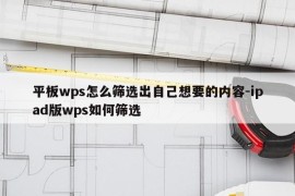 平板wps怎么筛选出自己想要的内容-ipad版wps如何筛选