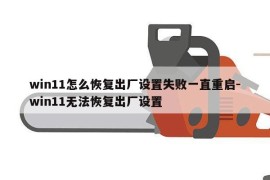 win11怎么恢复出厂设置失败一直重启-win11无法恢复出厂设置