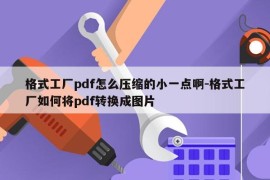 格式工厂pdf怎么压缩的小一点啊-格式工厂如何将pdf转换成图片