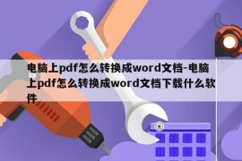 电脑上pdf怎么转换成word文档-电脑上pdf怎么转换成word文档下载什么软件