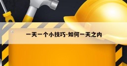 一天一个小技巧-如何一天之内