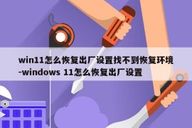 win11怎么恢复出厂设置找不到恢复环境-windows 11怎么恢复出厂设置
