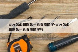 wps怎么删除某一页页眉的字-wps怎么删除某一页页眉的字符