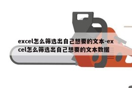 excel怎么筛选出自己想要的文本-excel怎么筛选出自己想要的文本数据