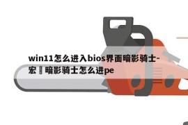 win11怎么进入bios界面暗影骑士-宏碁暗影骑士怎么进pe