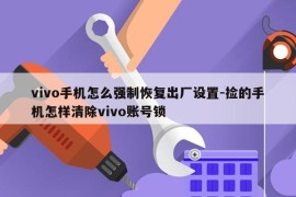 vivo手机怎么强制恢复出厂设置-捡的手机怎样清除vivo账号锁