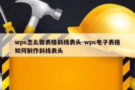 wps怎么做表格斜线表头-wps电子表格如何制作斜线表头