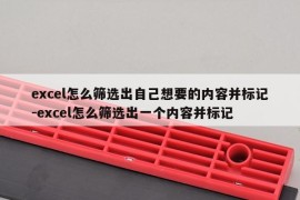 excel怎么筛选出自己想要的内容并标记-excel怎么筛选出一个内容并标记