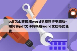pdf怎么转换成word免费软件电脑版-如何将pdf文件转换成word文档格式免费