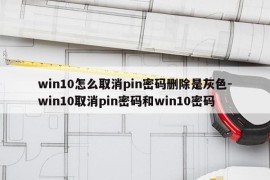 win10怎么取消pin密码删除是灰色-win10取消pin密码和win10密码