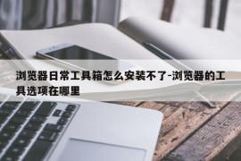 浏览器日常工具箱怎么安装不了-浏览器的工具选项在哪里