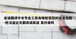 老语翻译中文专业工具有哪些类型的论文选题-把汉语论文翻译成英语 算抄袭吗