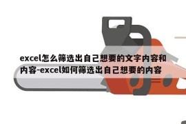 excel怎么筛选出自己想要的文字内容和内容-excel如何筛选出自己想要的内容