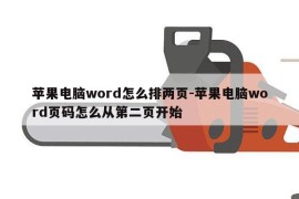 苹果电脑word怎么排两页-苹果电脑word页码怎么从第二页开始