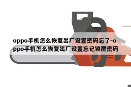 oppo手机怎么恢复出厂设置密码忘了-oppo手机怎么恢复出厂设置忘记锁屏密码