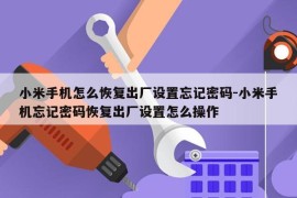 小米手机怎么恢复出厂设置忘记密码-小米手机忘记密码恢复出厂设置怎么操作
