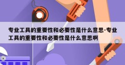 专业工具的重要性和必要性是什么意思-专业工具的重要性和必要性是什么意思啊