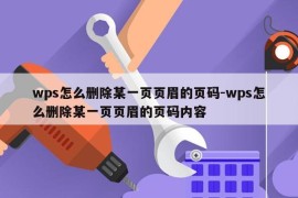 wps怎么删除某一页页眉的页码-wps怎么删除某一页页眉的页码内容