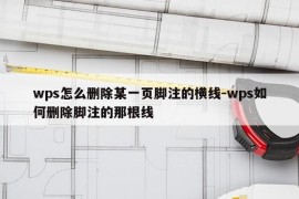 wps怎么删除某一页脚注的横线-wps如何删除脚注的那根线