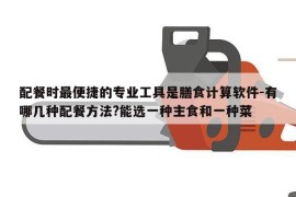 配餐时最便捷的专业工具是膳食计算软件-有哪几种配餐方法?能选一种主食和一种菜