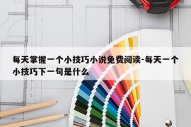 每天掌握一个小技巧小说免费阅读-每天一个小技巧下一句是什么