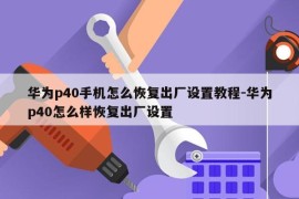 华为p40手机怎么恢复出厂设置教程-华为p40怎么样恢复出厂设置