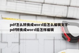 pdf怎么转换成word后怎么编辑文字-pdf转换成word后怎样编辑