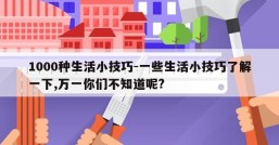 1000种生活小技巧-一些生活小技巧了解一下,万一你们不知道呢?