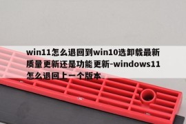 win11怎么退回到win10选卸载最新质量更新还是功能更新-windows11怎么退回上一个版本