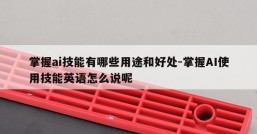 掌握ai技能有哪些用途和好处-掌握AI使用技能英语怎么说呢