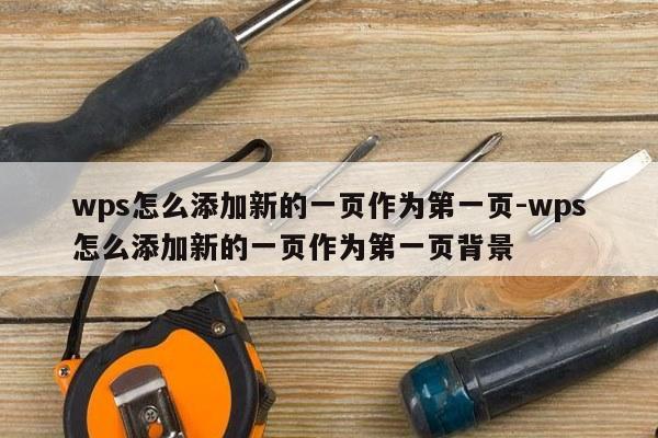 wps怎么添加新的一页作为第一页-wps怎么添加新的一页作为第一页背景