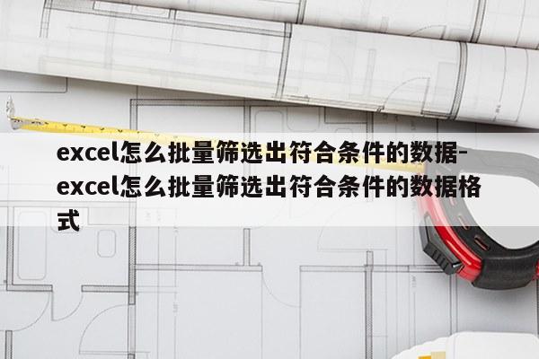excel怎么批量筛选出符合条件的数据-excel怎么批量筛选出符合条件的数据格式