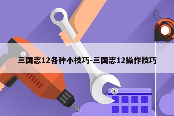 三国志12各种小技巧-三国志12操作技巧