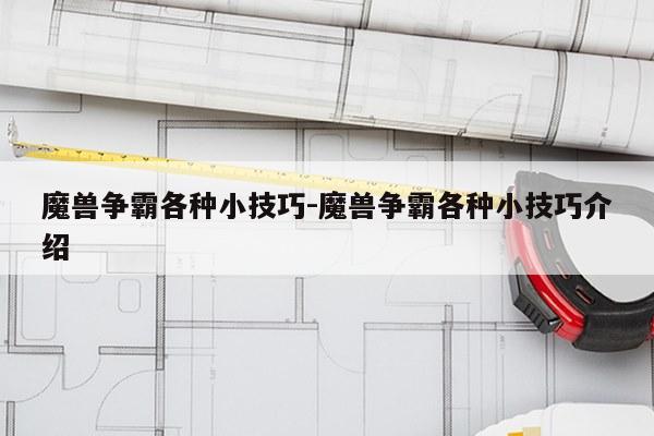 魔兽争霸各种小技巧-魔兽争霸各种小技巧介绍